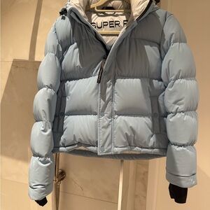 Aritzia Super World The Super Puff Shorty - Light Blue Puffer Jacket